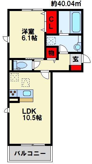 リアン ド ファミーユ穴生(1LDK/2階)の間取り写真