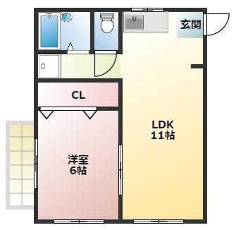 エルセーラ登戸(1LDK/2階)の間取り写真