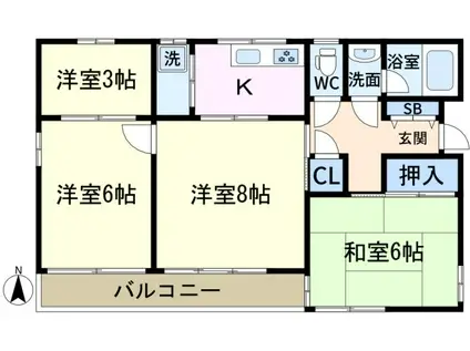 JR総武線 新小岩駅 徒歩19分 3階建 築32年(3LDK/3階)の間取り写真