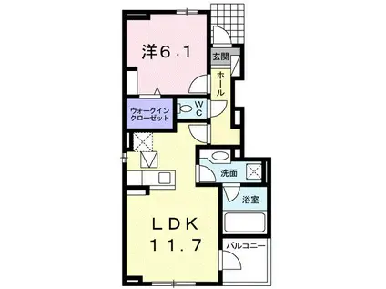 ビクトルII(1LDK/1階)の間取り写真