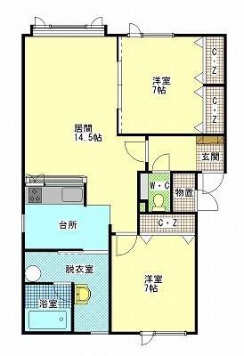 ポーチュラカF棟(2LDK/2階)の間取り写真
