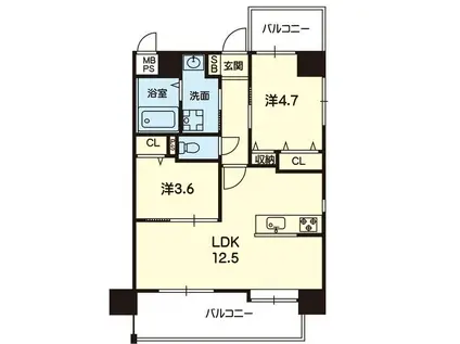 ドノーレ熊本駅東(2LDK/3階)の間取り写真