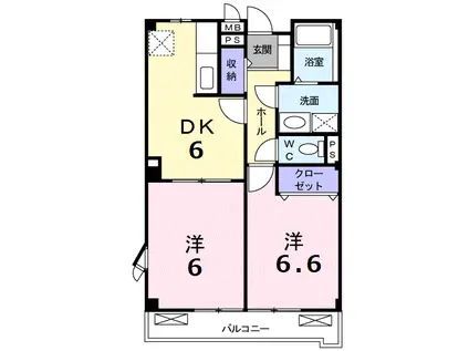 ヌーベル オーブA(2LDK/2階)の間取り写真