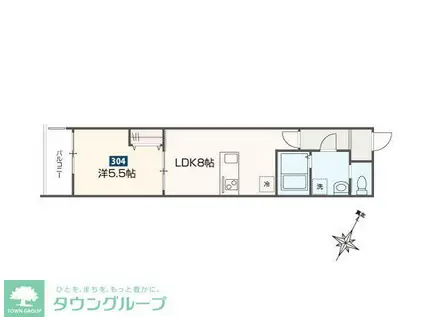 MELDIA福生III(1LDK/3階)の間取り写真