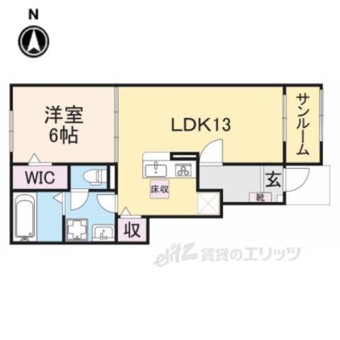 ジェダイト(1LDK/1階)の間取り写真