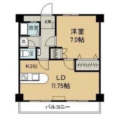 メゾンコンフォート(1LDK/4階)の間取り写真