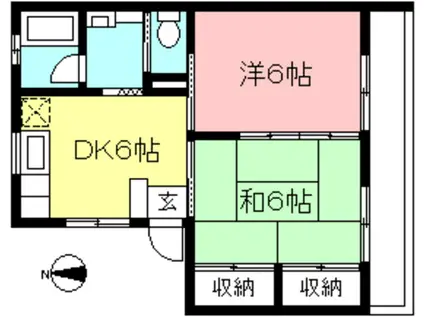 ロイヤルレジデンス(2DK/1階)の間取り写真