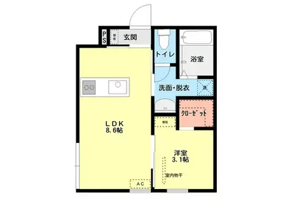 LIFE白山浦(1LDK/2階)の間取り写真