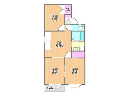 アーバンハイツ松新IB(3DK/2階)の間取り写真