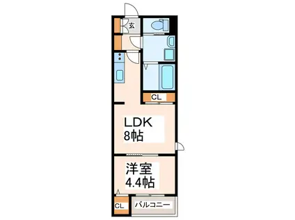 BRAVEBASE黒髪(1LDK/1階)の間取り写真