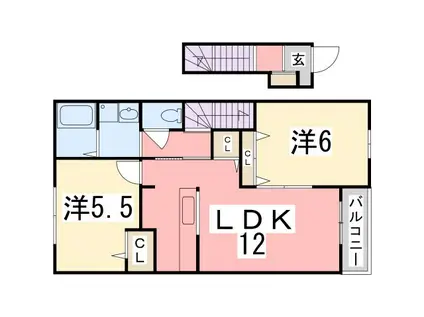 ウッドパストラル(2LDK/2階)の間取り写真