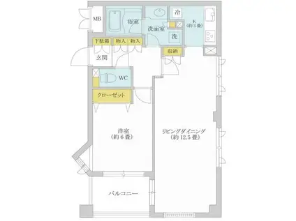 AZ小石川(1LDK/3階)の間取り写真