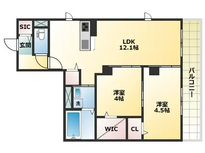 ハイムメゾン長居公園通(2LDK/2階)の間取り写真