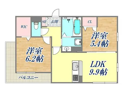 上甲子園廣和レジデンス(2DK/3階)の間取り写真