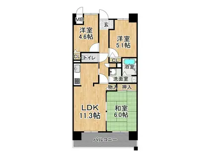 ウエストコート8番街2番館(3LDK/4階)の間取り写真