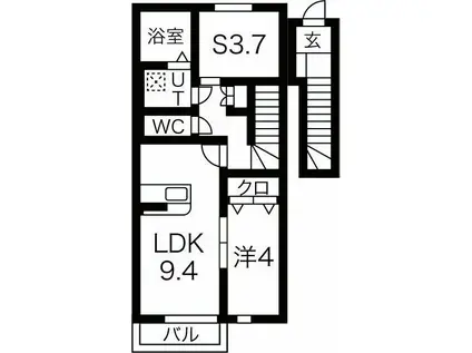 リジエール花巻(1SLDK/2階)の間取り写真