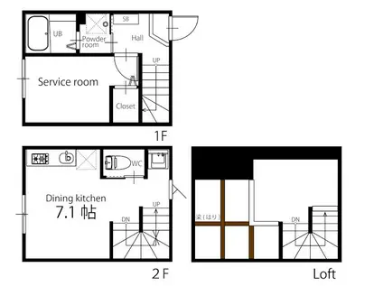 ハーミットクラブハウス久が原(1DK/1階)の間取り写真