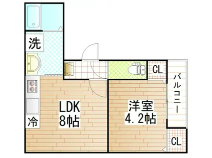 BLANC COURT NAGASE(1K/2階)の間取り写真