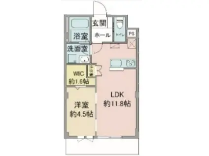 東急世田谷線 松原駅(東京) 徒歩4分 4階建 築4年(1LDK/4階)の間取り写真