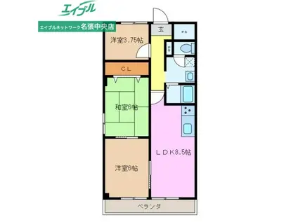 アップライト西原マンション(3DK/7階)の間取り写真