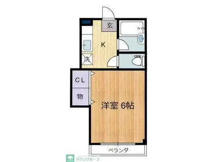 ロワール調布(1K/2階)の間取り写真