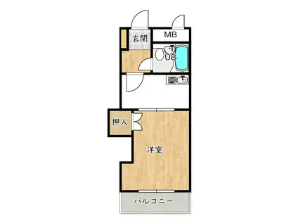 ロータリービルド南花田(1K/1階)の間取り写真