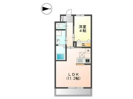 レトワールSIII(1LDK/2階)の間取り写真