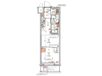 ハーモニーレジデンス東京八広ザ・スプレッド(1DK/4階)の間取り写真