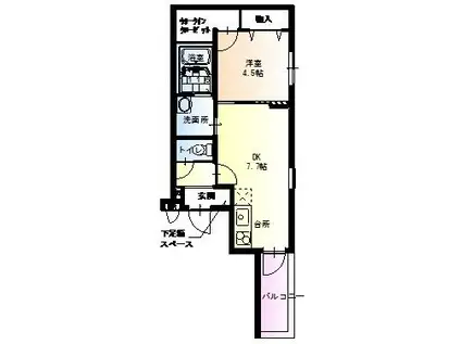 フジパレスあびこII番館(1DK/3階)の間取り写真