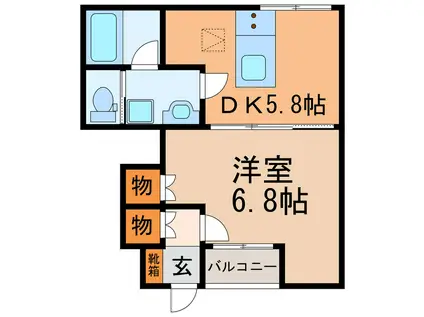 VERIOUS・RISE(1DK/1階)の間取り写真