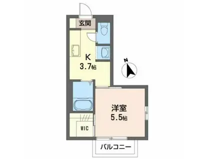グリーンヒルズ北仙台(1K/2階)の間取り写真