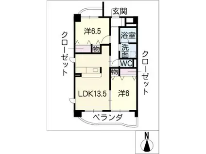 名鉄三河線 新川町駅(愛知) 徒歩13分 6階建 築16年(2LDK/4階)の間取り写真