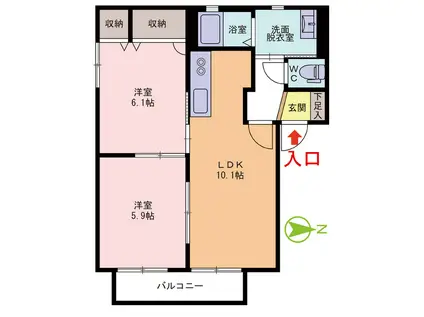 バリュージュYK(2LDK/2階)の間取り写真