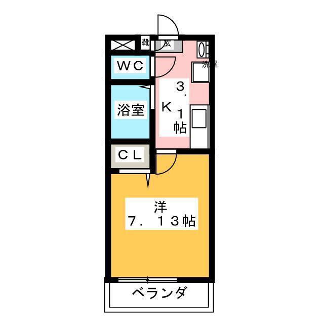 ウェーブレジデンス北長瀬(1K/1階)の間取り写真