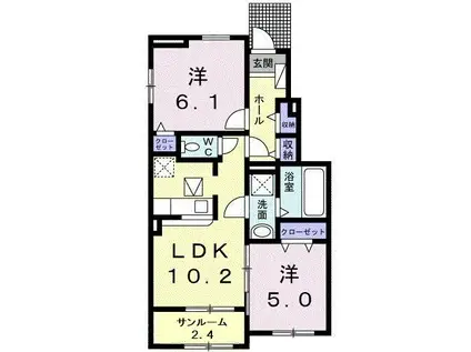 ARKADIA II(2LDK/1階)の間取り写真