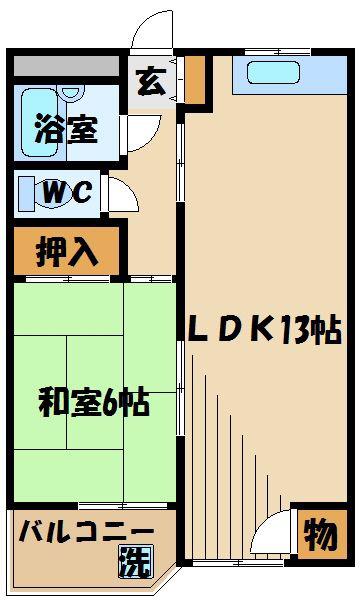 ハイツ田中(1LDK/2階)の間取り写真