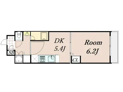 ベラジオ四条烏丸II(1DK/2階)の間取り写真