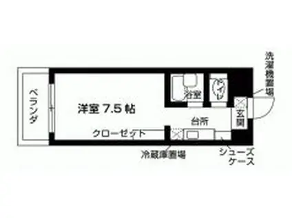 バウスクロス市川(1K/10階)の間取り写真