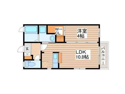 ヴィラ アモーレ(1LDK/2階)の間取り写真