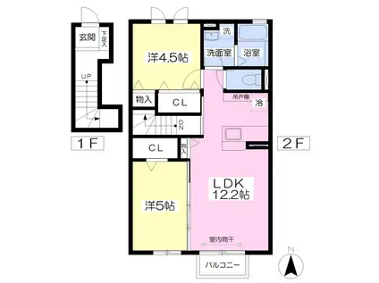 パークフラッツ上野山(2LDK/2階)の間取り写真