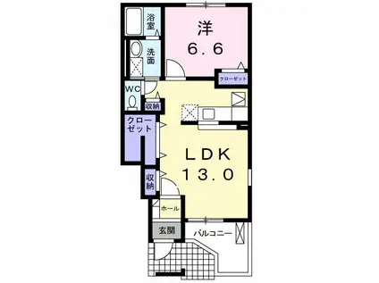 アルバ1(1LDK/1階)の間取り写真