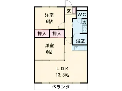 リパルティーレ伊賀(2LDK/3階)の間取り写真