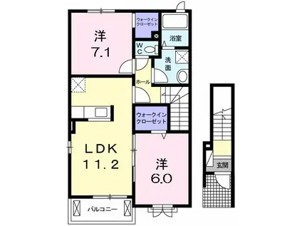 ウイング・コート(2LDK/2階)の間取り写真