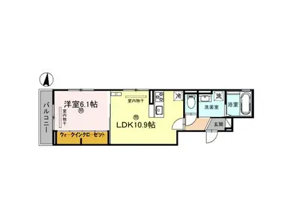 カルム アビタシオン北出島(1LDK/2階)の間取り写真