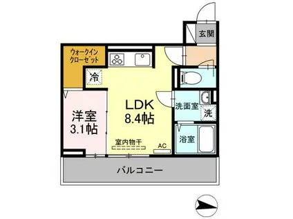 D-ROOM東浜町(1LDK/2階)の間取り写真