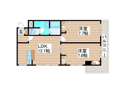 第3ジーオンビル(2LDK/2階)の間取り写真