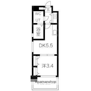 F・PARC 西新(1DK/11階)の間取り写真