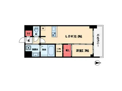 セレニテ本町東リアン(1LDK/3階)の間取り写真