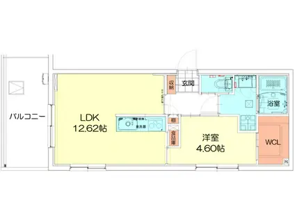 TECHNO-TERRASSE 北綾瀬(1LDK/4階)の間取り写真