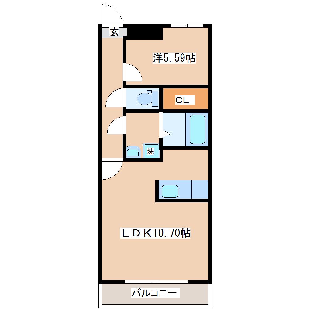 パルメゾン新田東(1LDK/4階)の間取り写真